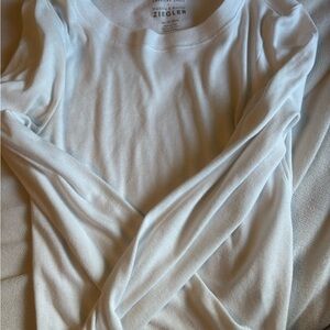 American Eagle Outfitters White Fitted Ribbed Long Sleeve Tee